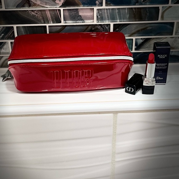 Dior Handbags - 🎉HP🎉 DIOR VIP RED BEAUTY BAG and Dior Rouge 999 Mini Lipstick